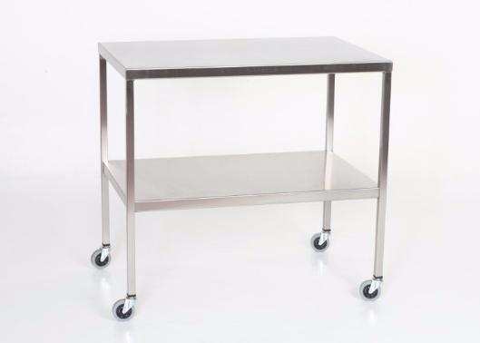 AC2006 Stainless Steel Instrument/Back Table with Shelf: 48"W x 20"D x 34"H
