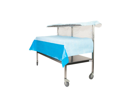 Heavy-Duty Surgical Drapes for Two-Tier Back Tables with Angled Top