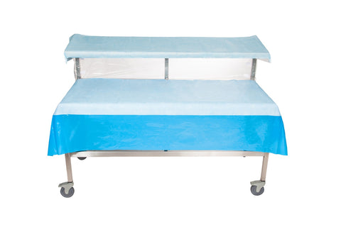 Heavy-Duty Surgical Drapes for Two-Tier Back Tables with Angled Top