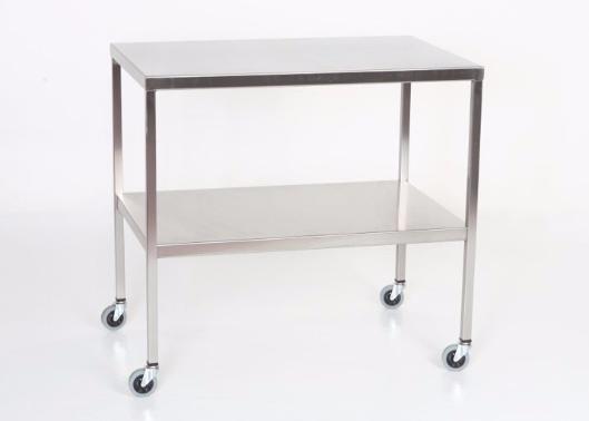 AC2007 Stainless Steel Instrument/Back Table with Shelf: 48"W x 24"D X 34"H
