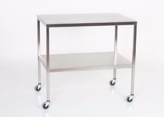 AC2003 Stainless Steel Instrument/Back Table with Shelf: 33"W x 18"D x 34"H