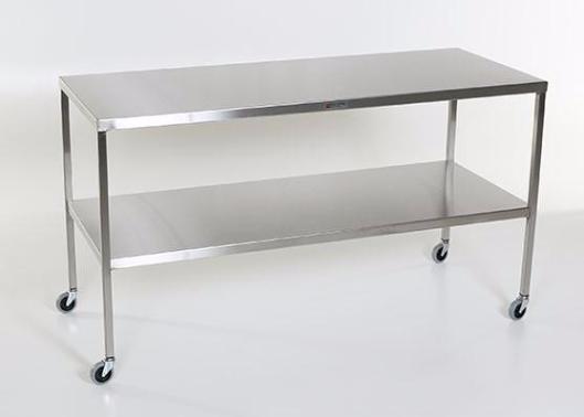 AC2009 Stainless Steel Instrument/Back Table with Shelf: 72"W x 24"D x 34"H