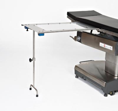 AC2204-2 Rectangle Stainless Steel Arm & Hand Surgery Table: Under-the-Pad Mount with Double Tee Foot