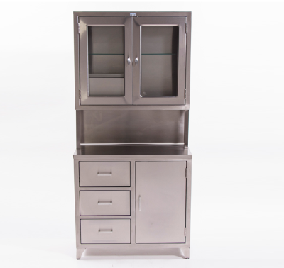 AC637 Stainless Steel Freestanding Cabinet with two distinct sections: 36"W x 76-1/2"H