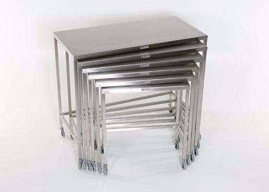 AC2021 Stainless Steel Nesting Instrument/Back Table with U-Brace: 32"W x 16"D x 34"H