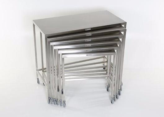 AC202-SET Stainless Steel Nesting Instrument/Back Tables with U-Brace; Complete Set of 6
