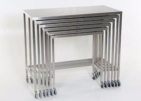 AC2024 Stainless Steel Nesting Instrument/Back Table with U-Brace: 44"W x 22"D x 40"H