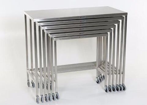 AC2023 Stainless Steel Nesting Instrument/Back Table with U-Brace: 40"W x 20"D x 38"H
